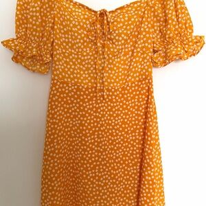 SHEIN Yellow Dress with White Floral Design